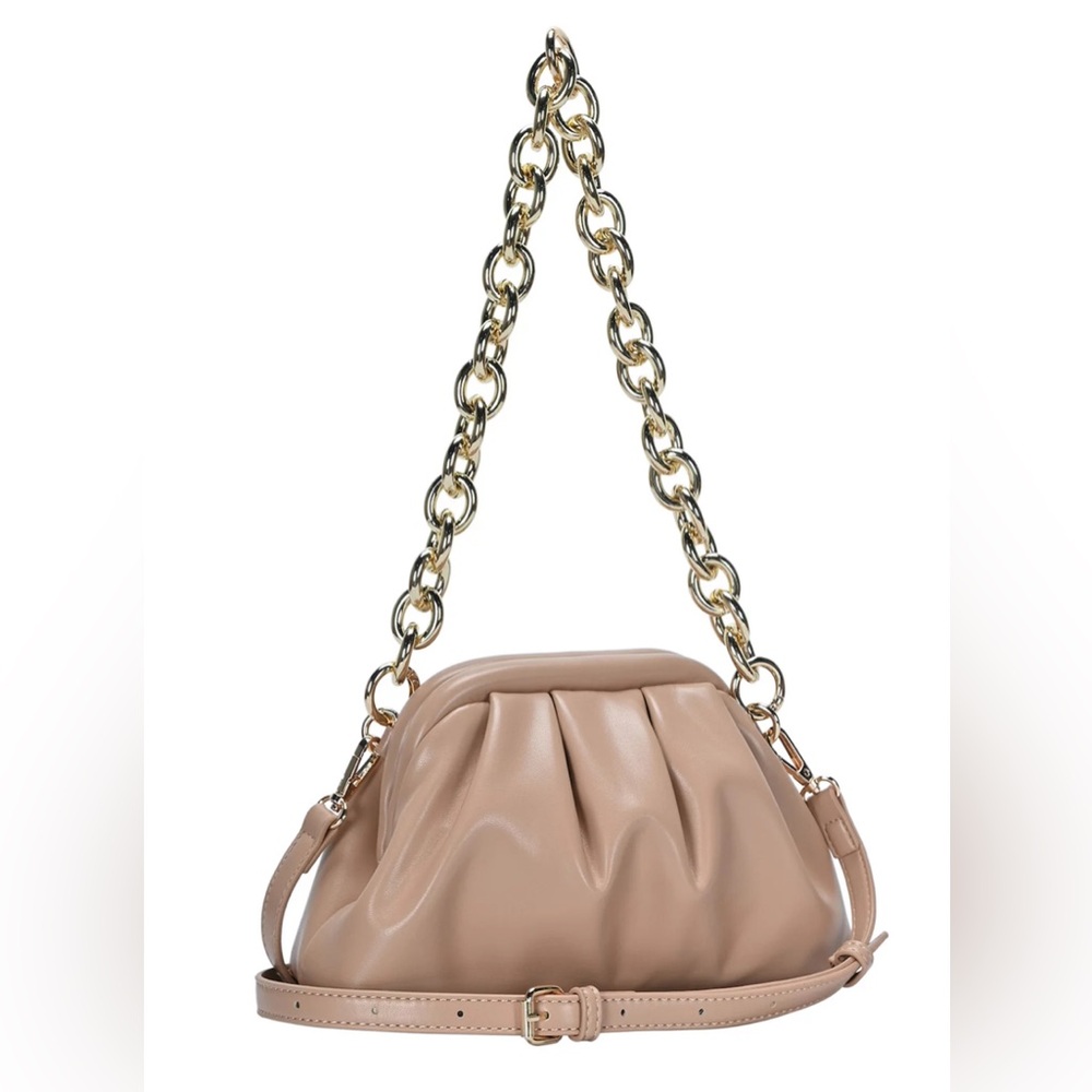 Madison West Marlene Crossbody Clutch with Gold Chain Link Strap Elegant Classic